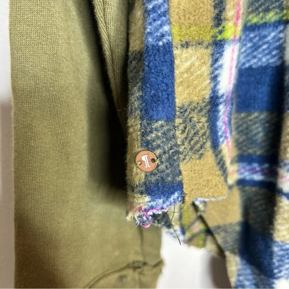 Anthropologie Pilcro Green Blue Plaid Contrast Button Down Shirt Jacket Size S - Picture 14 of 15